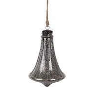 Clayre & Eef | Kerstbal Zwart Zilverkleurig ø 21x31 cm | 6GL4532L