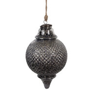 Clayre & Eef | Kerstbal Zwart Grijs ø 16x27 cm | 6GL4533M