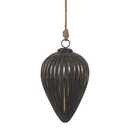 Clayre & Eef | Kerstbal Zwart Zilverkleurig ø 14x20 cm | 6GL4526M
