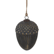 Clayre & Eef | Kerstbal Zwart Goudkleurig ø 15x21 cm | 6GL4528L