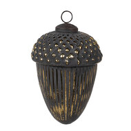 Clayre & Eef | Kerstbal Zwart Goudkleurig ø 10x14 cm | 6GL4528M