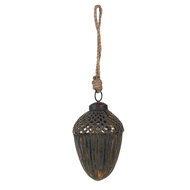 Clayre & Eef | Kerstbal Zwart Goudkleurig ø 7x10 cm | 6GL4528S