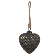 Clayre & Eef | Kerstbal Zwart Goudkleurig 10x4x11 cm | 6GL4529L