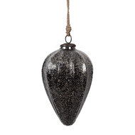 Clayre & Eef | Kerstbal Zwart Zilverkleurig ø 14x19 cm | 6GL4530M