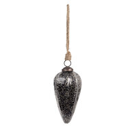Clayre & Eef | Kerstbal Zwart Zilverkleurig ø 6x13 cm | 6GL4530S