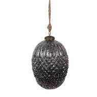 Clayre & Eef | Kerstbal Zwart Grijs ø 13x18 cm | 6GL4531M