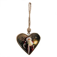Clayre & Eef | Decoratie hanger Hart Rood Bruin 13x2x13 cm | 6H2385L