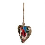 Clayre & Eef | Decoratie hanger Hart Rood Bruin 13x2x13 cm | 6H2386L