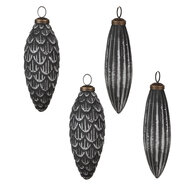Clayre & Eef | Kerstballen Set van 4 Grijs 32x14x8 cm / ø 8x15 cm | 6GL4510