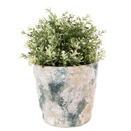 Clayre & Eef | Bloempot Binnen Beige Groen ø 16x15 cm | 6TE0531M