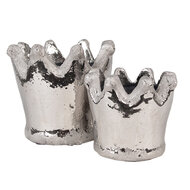 Clayre & Eef | Bloempot Binnen Zilverkleurig ø 12x10 cm | 6TE0540S