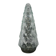 Clayre & Eef | Kerstdecoratie Kerstboom met LED Zilverkleurig ø 11x24 cm | 6GL4572ZI