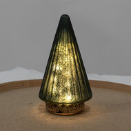 Clayre & Eef | Kerstdecoratie Beeld Kerstboom met LED Groen ø 11x19 cm | 6GL4576
