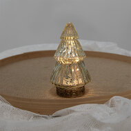Clayre & Eef | Kerstdecoratie Beeld Kerstboom met LED Zilverkleurig ø 8x14 cm | 6GL4601