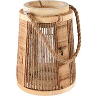 Dekoratief | Windlicht m/koordoor, naturel, hout/glas, 18x18x24cm | A245607