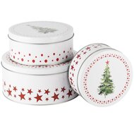 Dekoratief | Set 3 dozen rond &#039;Classic Tree&#039;, wit, metaal, 20x20x9cm | A245771