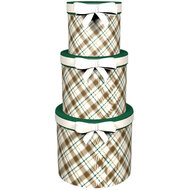 Dekoratief | Set 3 tondozen m/strik 'Nordic Check', 23x23x20cm | A245829