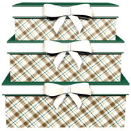 Dekoratief | Set 3 dozen rechthoek m/strik 'Nordic Check', 26x18x10cm | A245848