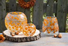 Dekoratief | Theelichthouder 'Little Leaves', transparant, glas, 14x14x12cm | A248040