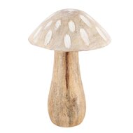Dekoratief | Paddenstoel 'Carved', naturel/wit, hout, 10x10x15cm | A248101