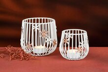 Dekoratief | Set 2 theelichthouders 'Snowflakes', wit, metaal, 12x12x12cm | A248269