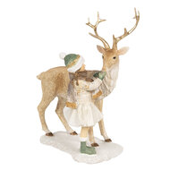 Clayre & Eef | Decoratie Kind met hert Bruin 17x12x22 cm | 6PR4187