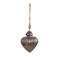 Clayre & Eef | Kerstbal Grijs ø 10x12 cm | 6GL4536S