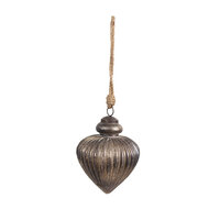 Clayre & Eef | Kerstbal Grijs ø 8x10 cm | 6GL4536XS