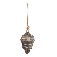 Clayre & Eef | Kerstbal Zilverkleurig ø 10x15 cm | 6GL4538M
