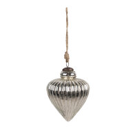 Clayre & Eef | Kerstbal Zilverkleurig ø 12x17 cm | 6GL4539M