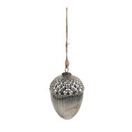 Clayre & Eef | Kerstbal Zilverkleurig ø 10x15 cm | 6GL4540L