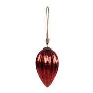 Clayre & Eef | Kerstbal Rood ø 9x16 cm | 6GL4547L