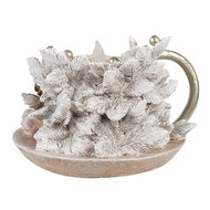 Clayre & Eef | Decoratie kandelaar Engel Bruin LED 14x13x10 cm | 6PR4164