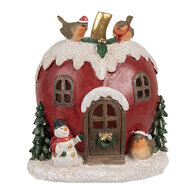 Clayre &amp; Eef   | Decoratie Huis met LED Rood 12x11x13 cm | 6PR4175