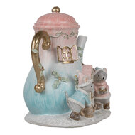 Clayre &amp; Eef   | Decoratie muizen familie Blauw Roze LED 15x12x16 cm | 6PR4218
