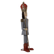 Clayre & Eef | Decoratie Beeld Notenkraker Grijs Rood 12x9x36 cm | 6Y5608