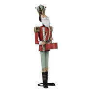 Clayre & Eef | Decoratie Beeld Notenkraker Rood Groen 12x12x37 cm | 6Y5609