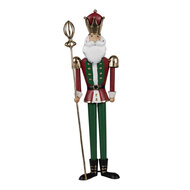 Clayre & Eef | Decoratie Beeld Notenkraker Groen Rood 11x8x36 cm | 6Y5610