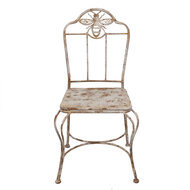 Clayre & Eef | Tuinstoel Wit Bruin 47x47x91 cm | 6Y5621