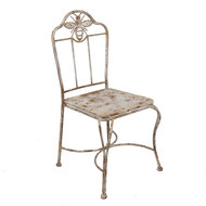 Clayre & Eef | Tuinstoel Wit Bruin 47x47x91 cm | 6Y5621