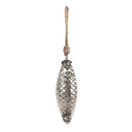 Clayre & Eef | Kerstbal Zilverkleurig ø 6x16 cm | 6GL4541M