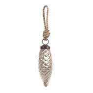 Clayre & Eef | Kerstbal Zilverkleurig ø 4x10 cm | 6GL4541S