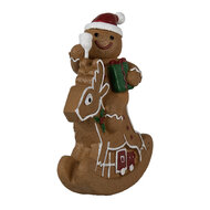 Clayre & Eef | Decoratie peperkoekpop Bruin Wit 11x5x12 cm | 6PR4195