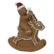 Clayre & Eef | Decoratie peperkoekpop Bruin Wit 11x5x12 cm | 6PR4195