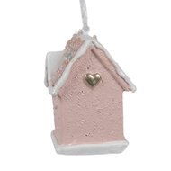 Clayre & Eef | Decoratie hanger huisje Roze 4x4x6 cm | 6PR4211