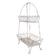 Clayre & Eef | Etagère 2 laags Wit Bruin 47x24x66 cm | 5Y1238