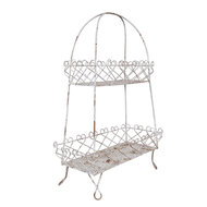 Clayre & Eef | Etagère 2 laags Wit Bruin 47x24x66 cm | 5Y1238