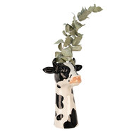 Clayre & Eef | Decoratieve Vaas Koe Wit Zwart 20x19x32 cm | 6CE1851