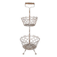 Clayre & Eef | Etagère 2 laags Wit ø 28x74 cm | 6Y5620