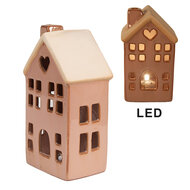 Clayre &amp; Eef   | Decoratie Huisje met LED Bruin 6x6x11 cm | 6CE1795
